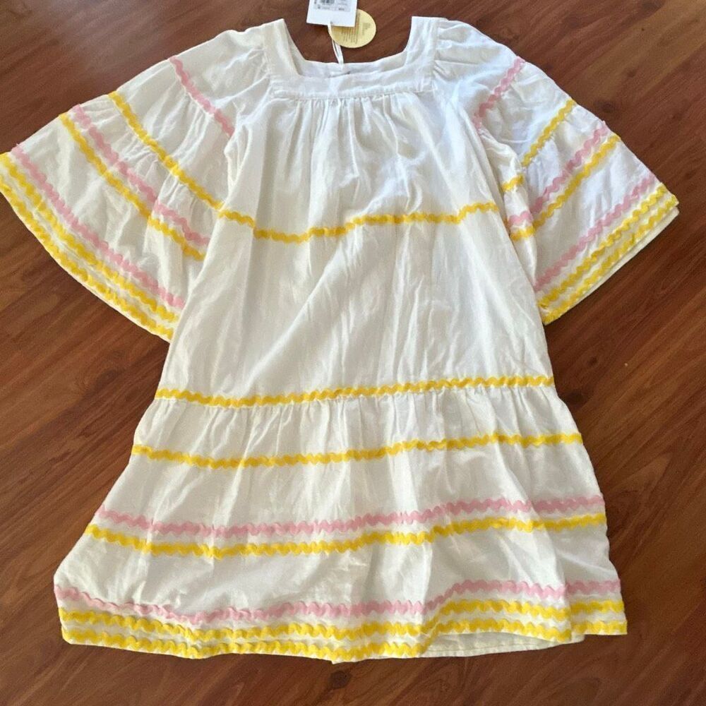 NWT Lisa Marie Fernandez x target white linen blend angel sleeve Rick rack flare
